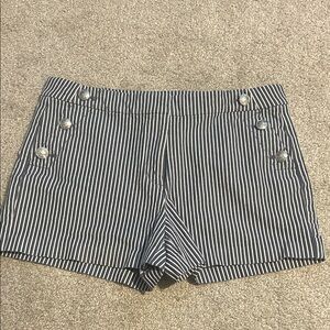 LOFT Navy and White Nautical Striped High Waist Shorts women’s Size 12 - 3.5 in